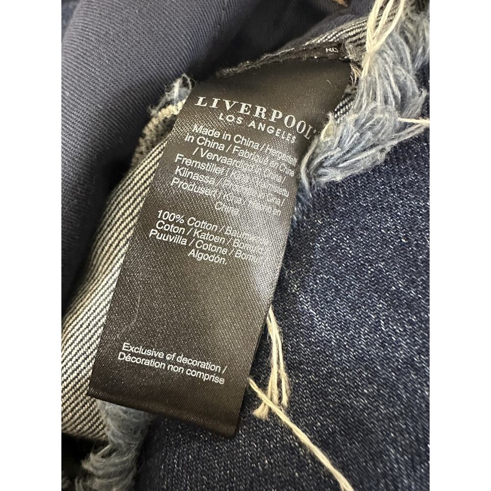 Liverpool Lace Up Jacket Distressed Button Front LS Denim Women's Size Medium - Picture 8 of 14